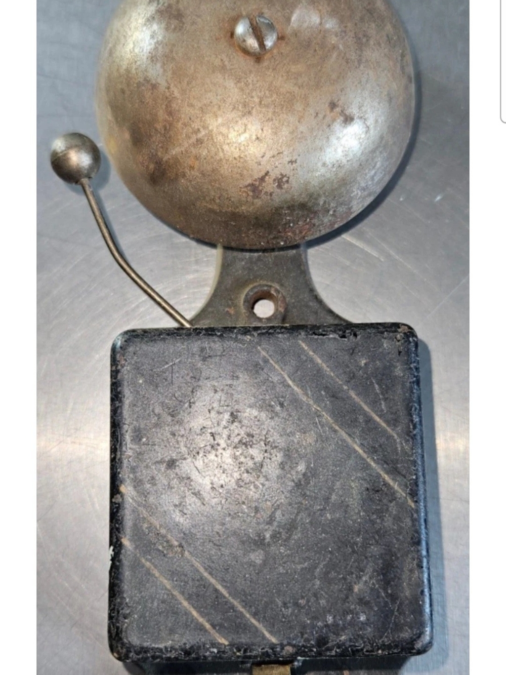 Vintage Metal School/Desk Bell with Black Base Untested Offered As A Decorative